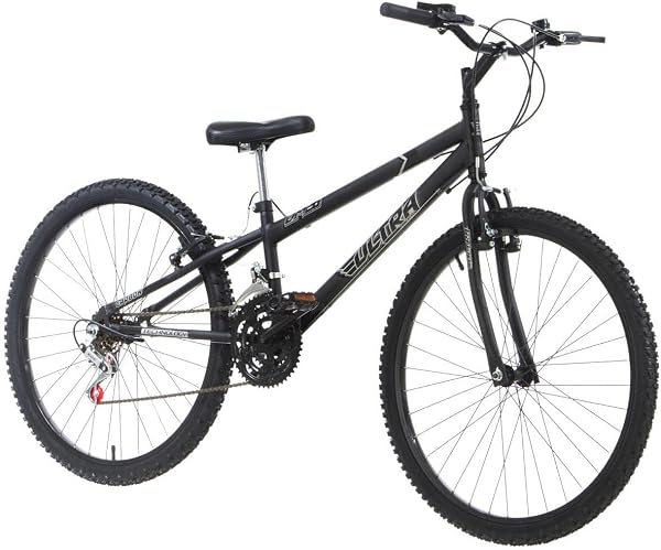 Ultra Bikes Esporte Rebaixada Aro 26 Reforçada Freio V-Brake 18 Marchas Preto Fosco
